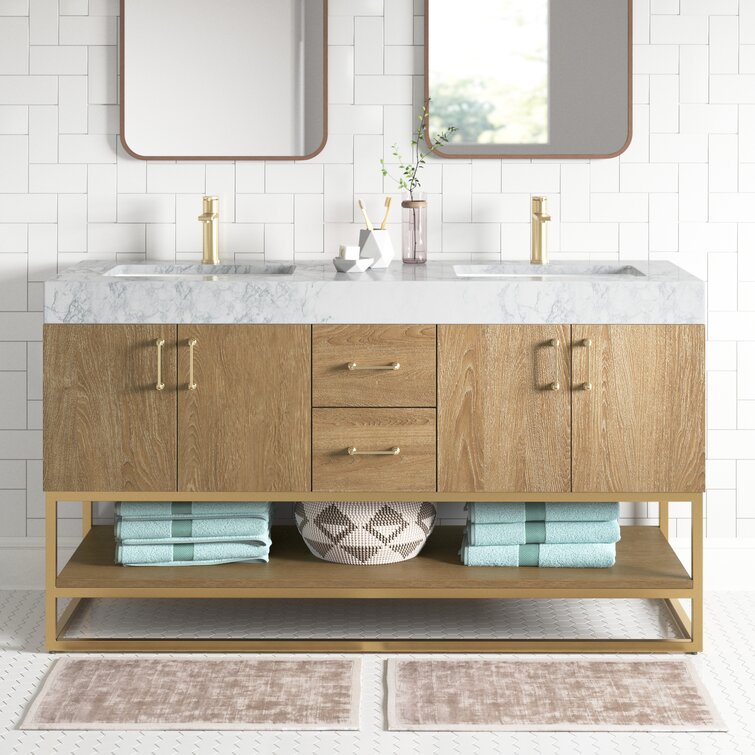 Annice 60'' Double Bathroom Vanity with Stone Top