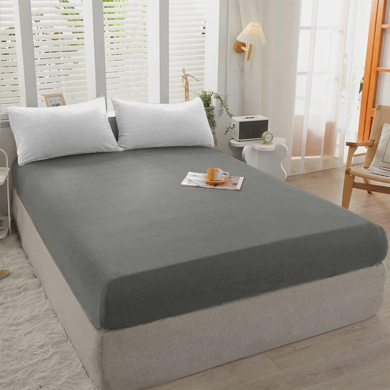 Cotton Blend 30cm Deep Pocket Jersey Fitted Sheet, Double (4'6), Grey