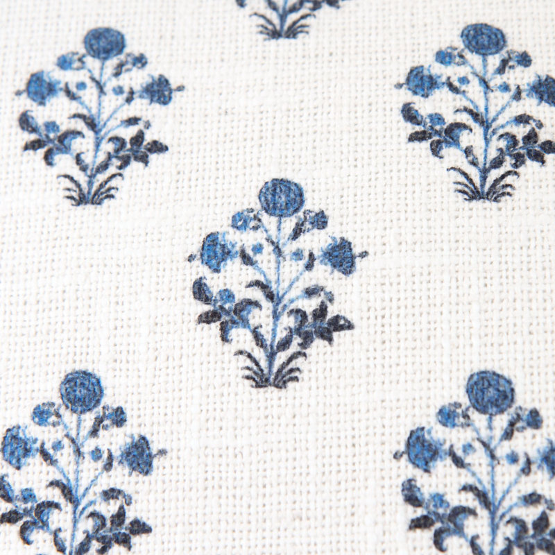 Floral Cotton Pillow Cover, Square, Blue Floral