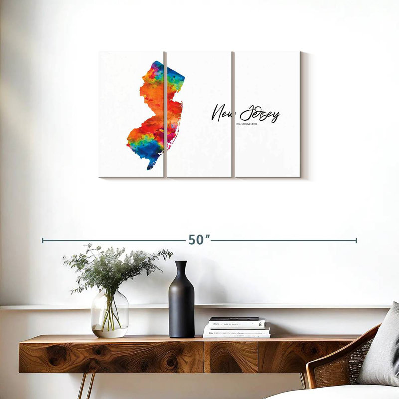 Aliaz Garden State New Jersey Map, 20" H x 33" W