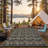 Waterproof Reversible Outdoor Rug - Boho Leaf Design - Large, UV & Mark Resistant, Collapsible Plastic Area Mat with 4 Stakes & Storage Bag - Size: 9x12ft (274x366cm),Black-2017379191-2017379188