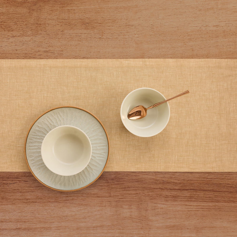 100% Pure Linen Table Runner - Athena, 144" x 14", Golden Nugget