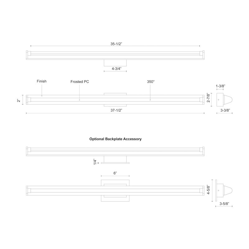Plymouth 1 - Light LED Bath Bar, Black