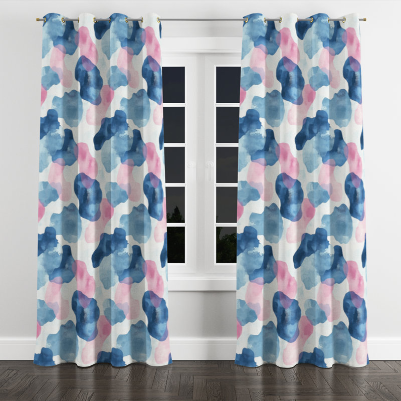 Rideaux Boho - Rideau à œillets abstrait Baidnath - 1 panneau, Œillets dorés, L 52 po x L 95 po