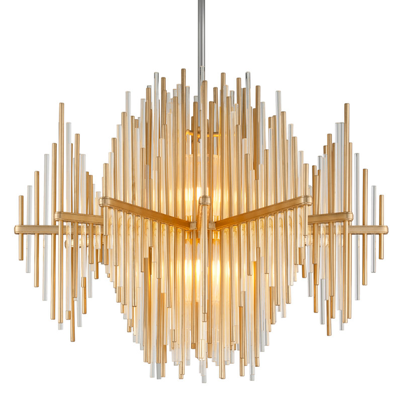 Gold Leaf Crystal LED 2-Light Geometric Chandelier
