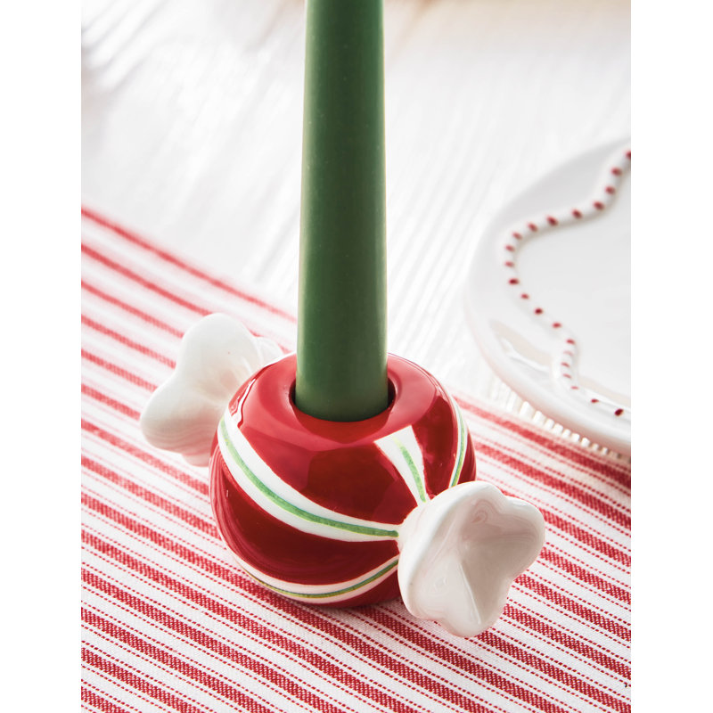 Candy Red Ceramic Taper Candle Holder