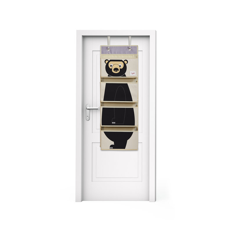 3 Sprouts - Children's Nursery Over the Door Organizer with Hooks - Bear