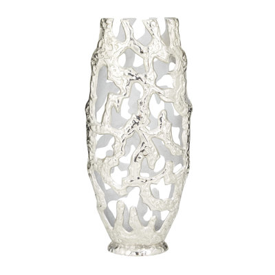 Aluminum Metal Decorative Vase Centerpiece Vase With Hollow Design, Home Decorative Vase