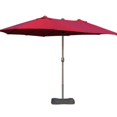 Parasol de patio extérieur 15 'à double face - Parasol de marché rectangulaire en acier. Caractéristiques météorologiques, contrôle facile, rouille vin pour abat-jour de piscine - manivelle, bord de piscine