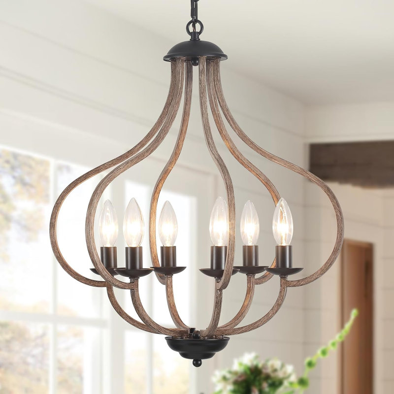 Lustre style campagnard 6 lumières, Noir