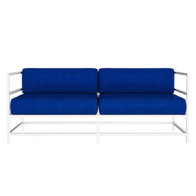 Causeuse Delano, NO, Toile Sunbrella® bleu pacifique, Blanc Tex