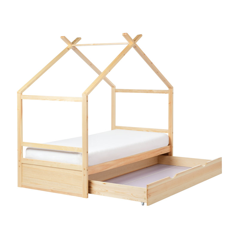 ORGEVAL Solid Wood Storage Bed, Brown