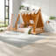 Lit simple rustique avec tente polyvalente, MDF conçu pour les enfants
