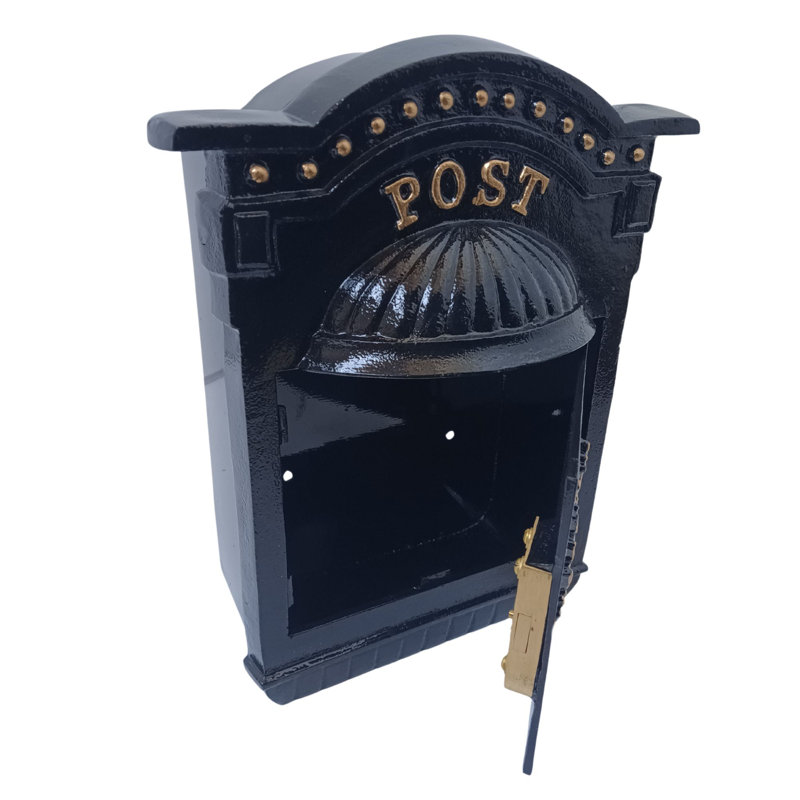 Kemah Metal Wall Mounted Post Box, Black