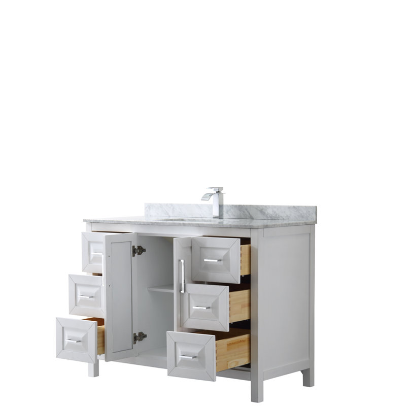 Daria 48'' W Single Vanity, White, Polished Chrome, White Cultured Marble