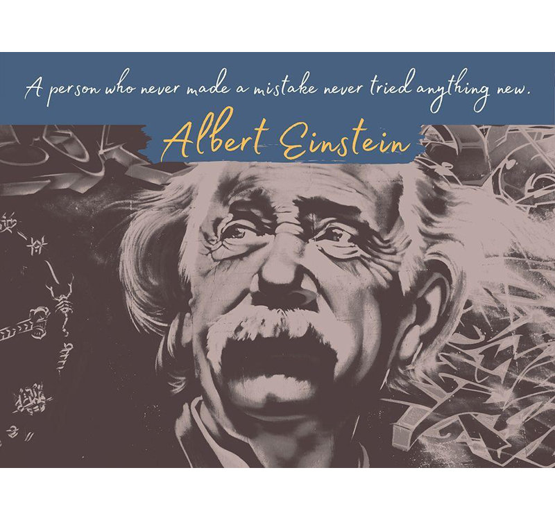 Art sur toile tendue par Trinx ArtsyQuotes: Einstein Quote: Never Made a Mistake, H 28 po x l 36 po