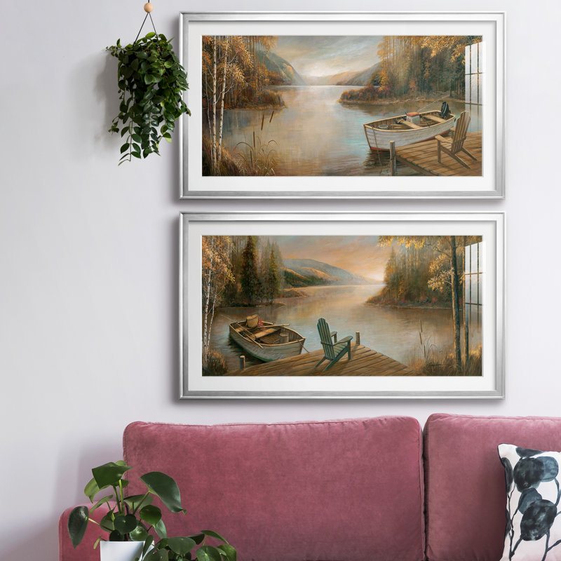 Peaceful Serenity - ensemble de 2 impressions encadrées, H 10,5 po x l 37 po x P 1,5 po, Argent