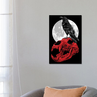 Skull Raven Blood 1 Piece Wrapped Canvas Wall Art