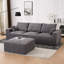 Canapé modulaire rembourré à compression en U de 113 po pour salon, sans assemblage, mousse complète, 6 sièges, canapé-lit avec quatre coussins de dossier et six coussins décoratifs en velours côtelé gris-1356751705