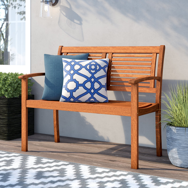 Adabpreet Wood Outdoor Bench, 90cm H x 110cm W x 58cm D