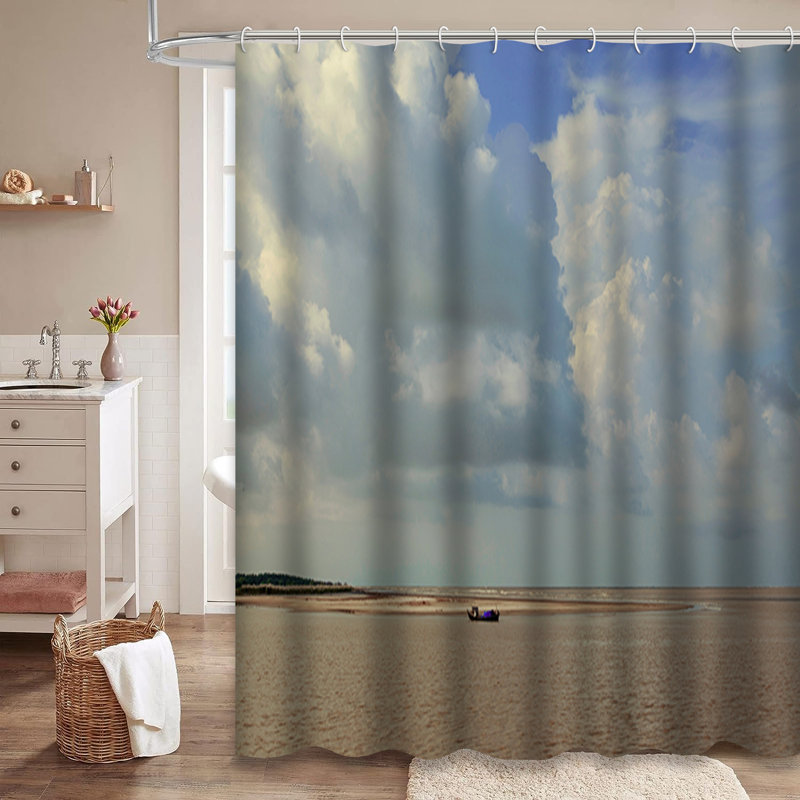 Rideau de douche à 12 crochets Coastal Beach Forest, L 72 po x l 78 po