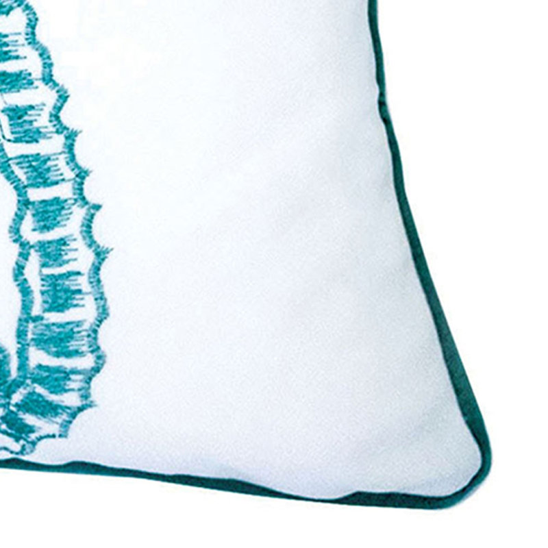  Housse et insert de coussin carré en coton, Blanc / bleu sarcelle