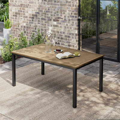 Romio Metal Frame Wood-like Outdoor Patio Dining Table