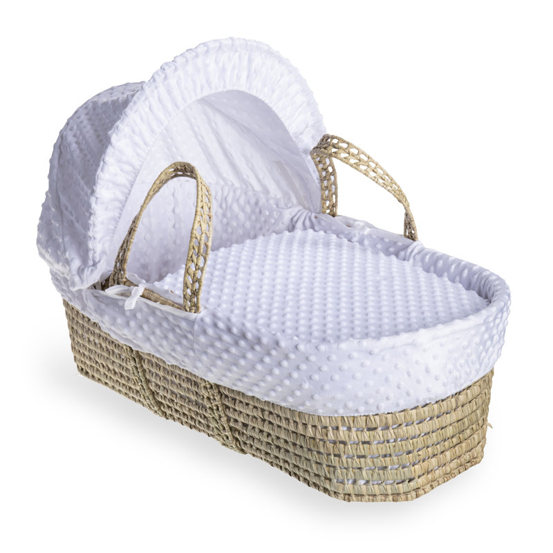 Dimple Palm Moses Basket, White