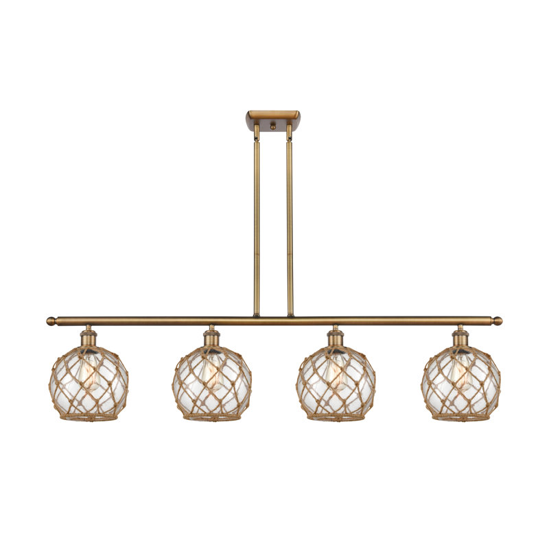 Luminaire suspendu linéaire à 4 lumières pour îlot de cuisine Hillhouse, Ampoule non incluse, Laiton brossé