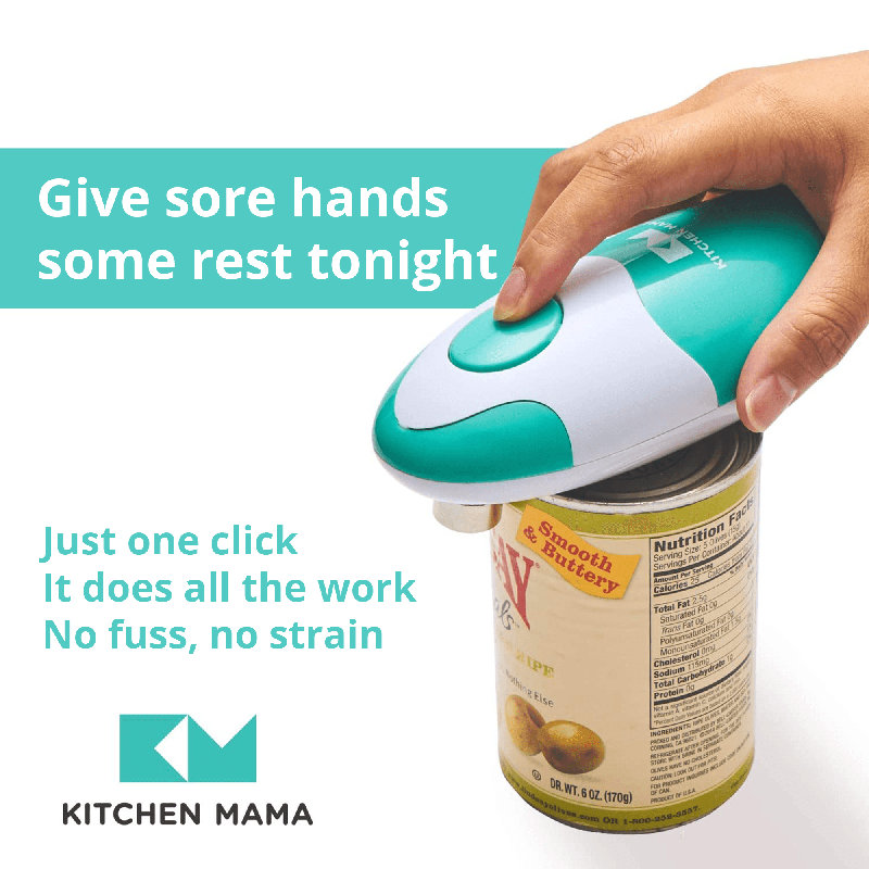 Teal Green Ergonomic Battery-Powered Electric Can Opener