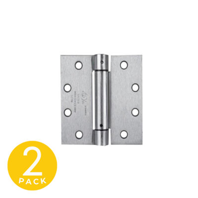Ensemble de 2 charnières carrées à ressorts à tenon et mortaise en chrome brossé 4,5 po x 4 po avec goupilles non amovibles