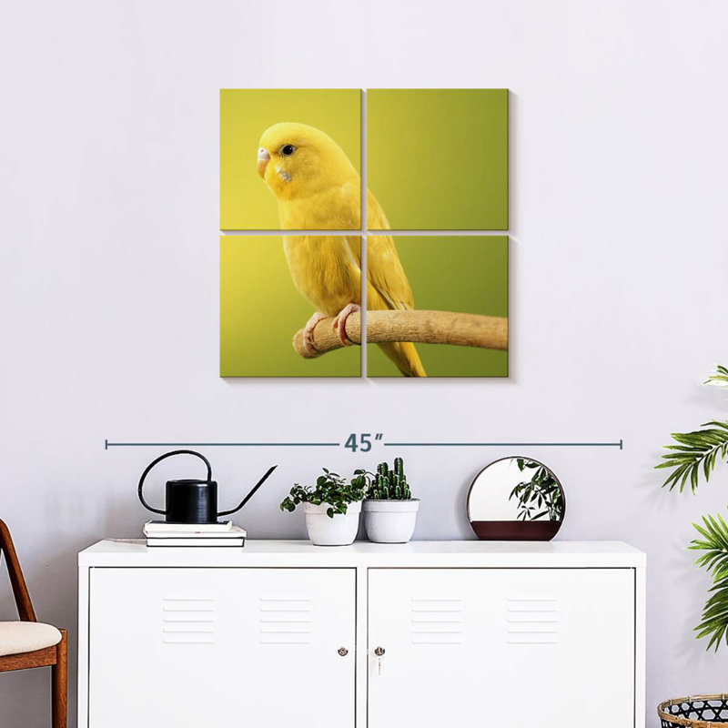 Brampt Perched Yellow Parakeet, 26" H x 26" W