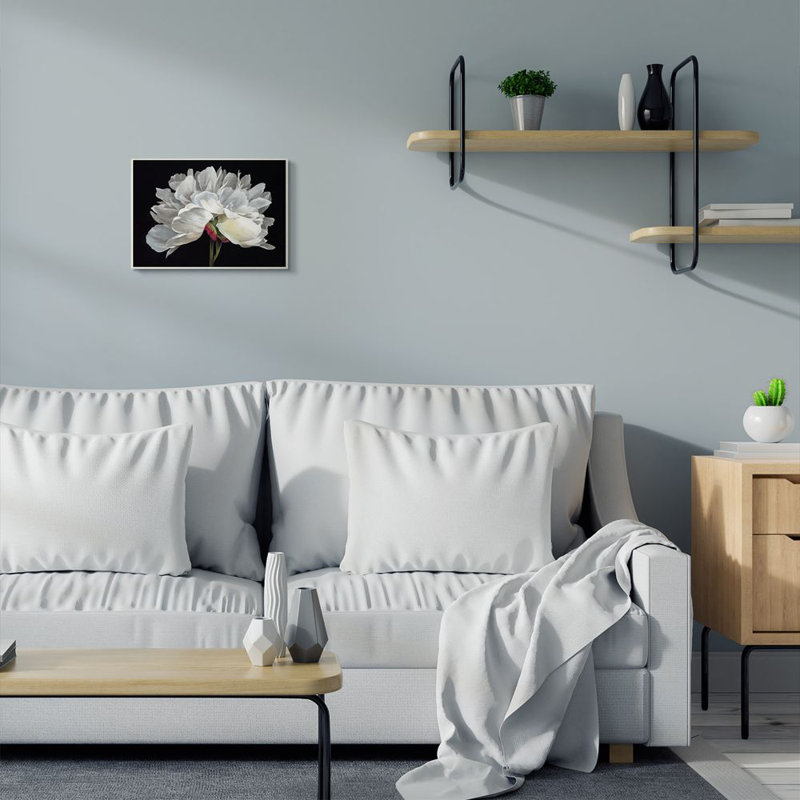 «Minimal White Flower Petal Détail Floral Design» par Liz Jardine, impression, Plaque murale, H 10 po x l 15 po