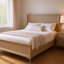 Ensemble de chambre à coucher grand lit, chêne naturel, argent, champagne, ensemble de 2 pièces avec table de chevet-130996393