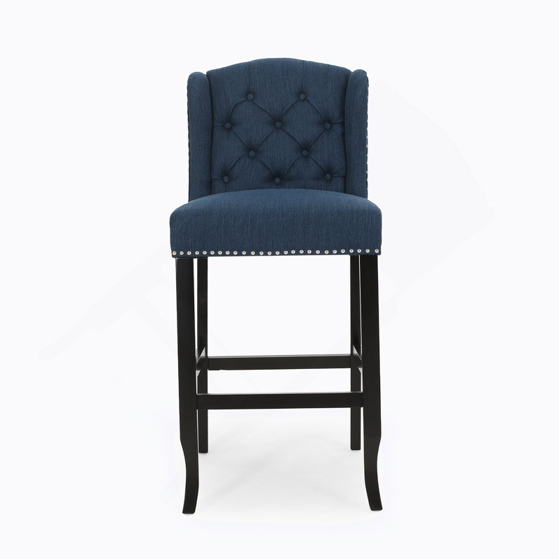 Tabourets à oreilles capitonnés en tissu, Marine, Tabouret de bar (siège d'une hauteur de 31 po)