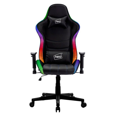 NeoDirect Adjustable Reclining Ergonomic Faux Leather Swiveling PC & Racing Game Chair in Black