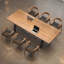 Table de conférence 86,61 "en bois massif brun de style industriel américain-129892836