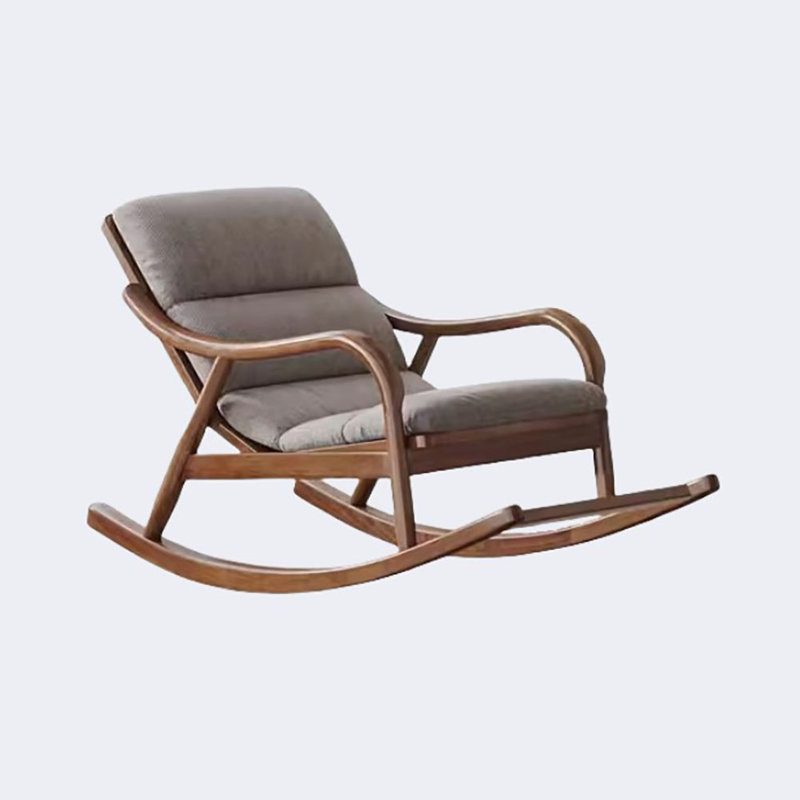 Chaise berçante en bois massif Nordic, Café crème