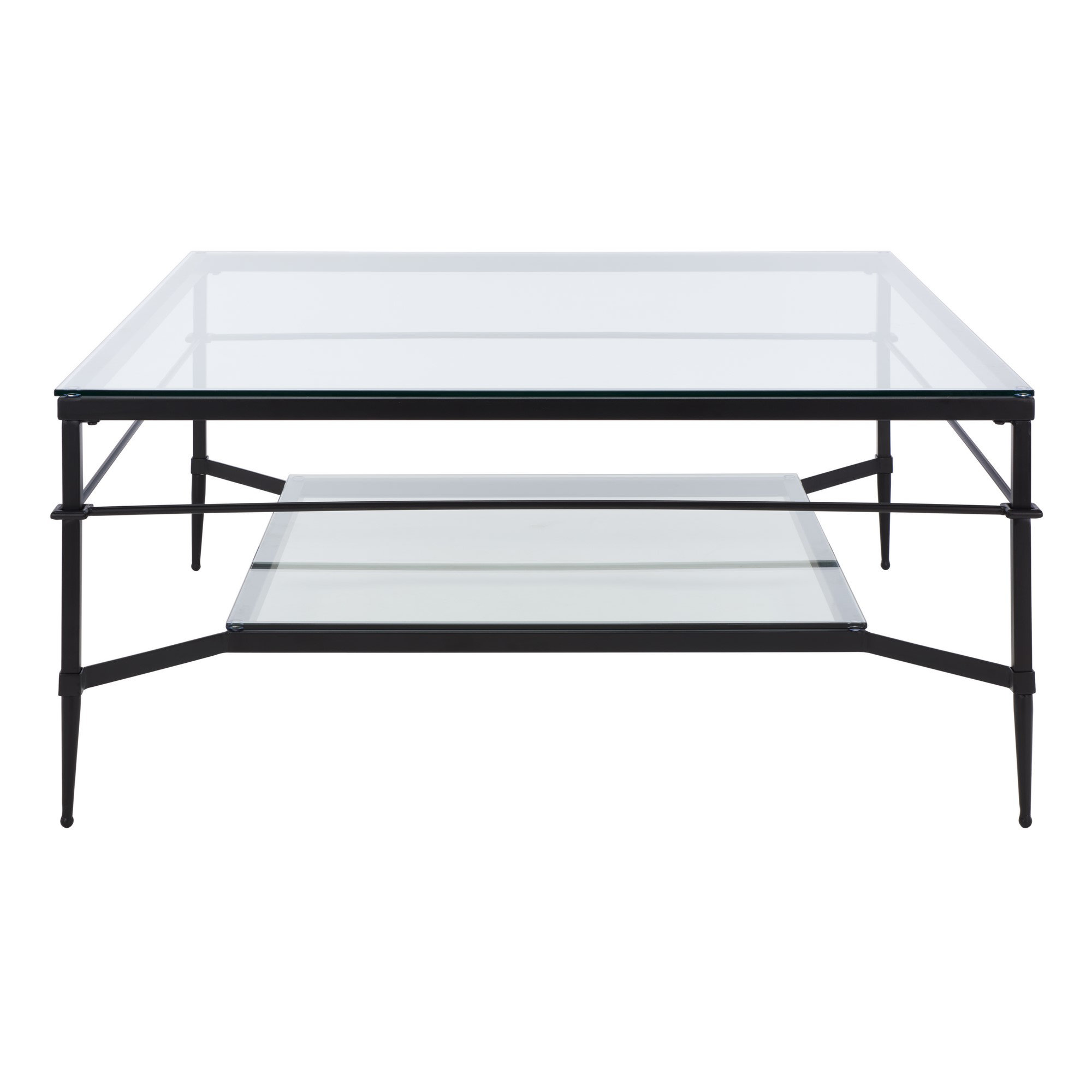 42 in. Black Square Glass Top Coffee Table with Built in Fridge