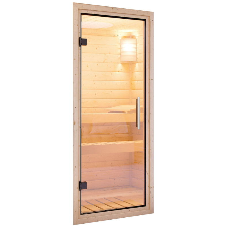 3 Person Sauna, No Oven, Natural/Clear Glass