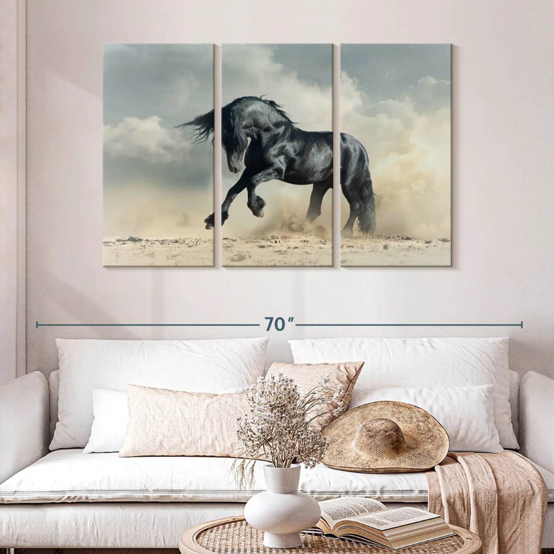 Brampt Powerful Black Stallion, 32" H x 50" W