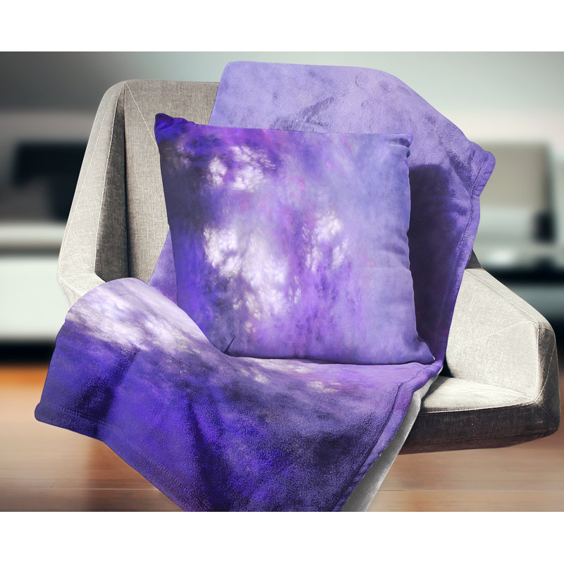Ciel avec étoiles - coussin abstrait imprimé, 18 po x 18 po, Mauve vif, Coussin décoratif