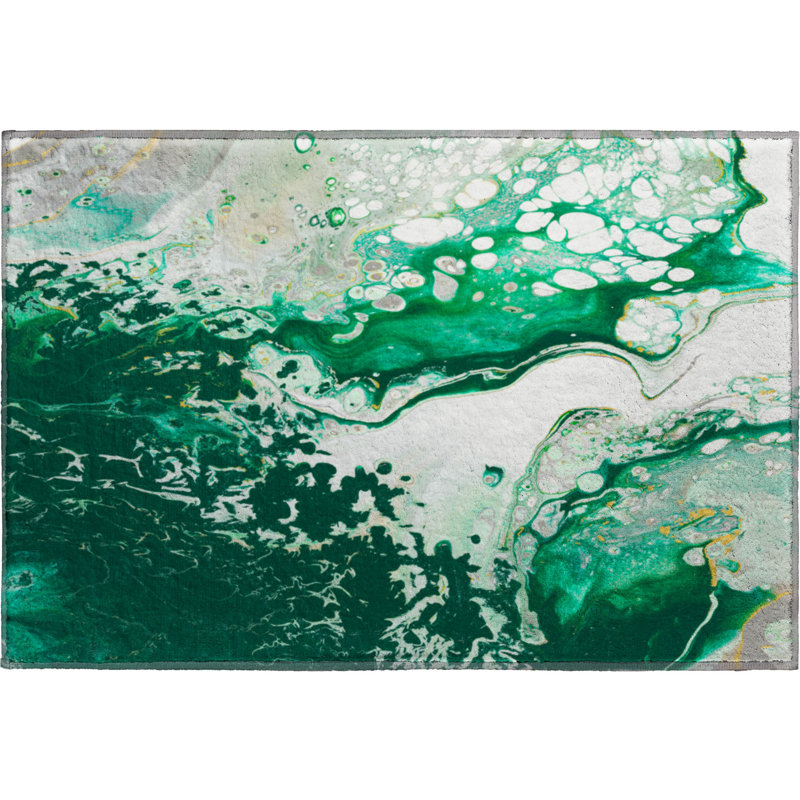 Tapis vert de qualité supérieure lavable à la machine Chananya, Rectangle 1 pi 8 po x 2 pi 6 po