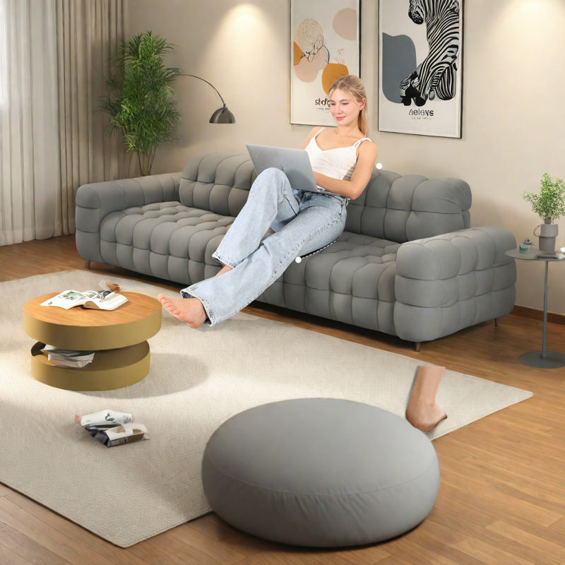 Canapé modulaire moderne, rembourré de mousse, en forme de L noir pour les espaces de vie