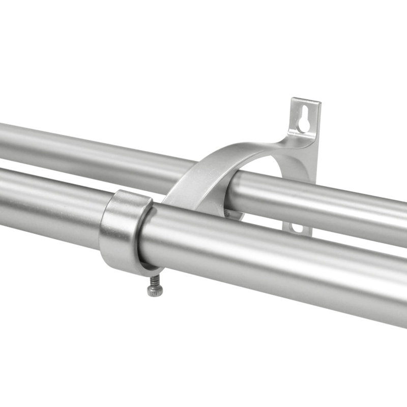 Ensemble de tringle à rideaux double 3/4 "et 1" avec embouts bille et embouts_Nickel brossé
