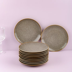  Assiette en porcelaine | Ensemble de 12 assiettes rondes sans rebord Vital (Ensemble de 12)