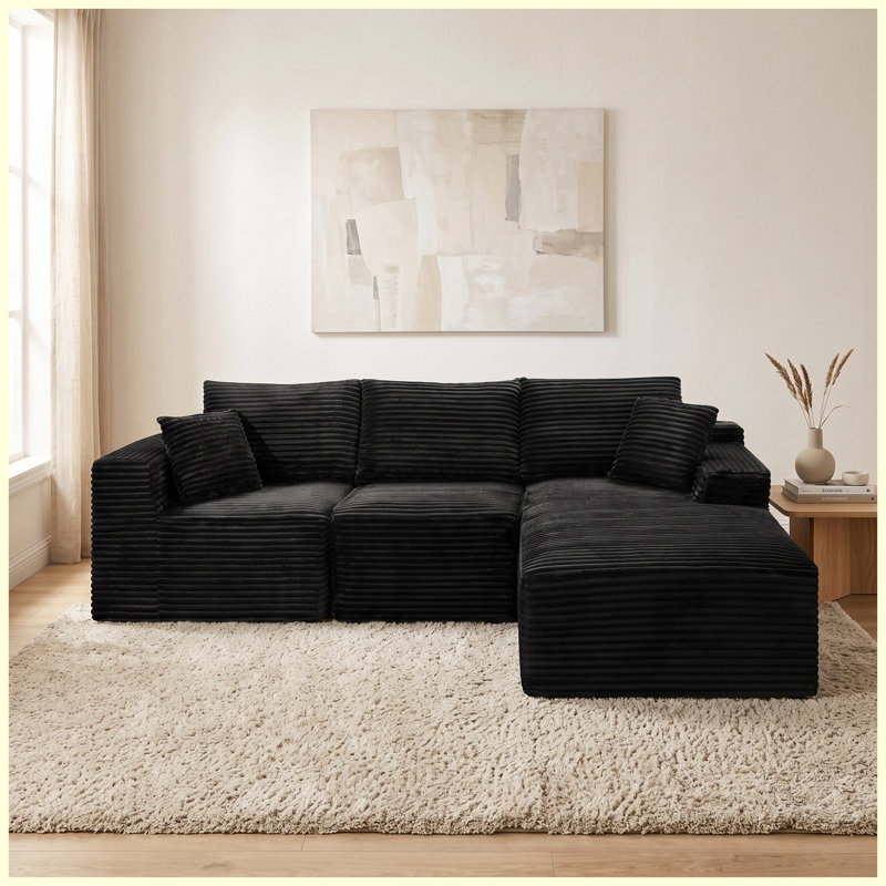 Modern Modular Sectional Sofa Red, Black