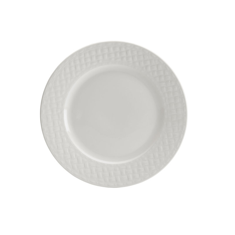 White Porcelain Basketweave Dinnerware Set, Service for 4