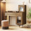 Meuble-lavabo à pieds en bois massif avec porte en verre Hyers 
