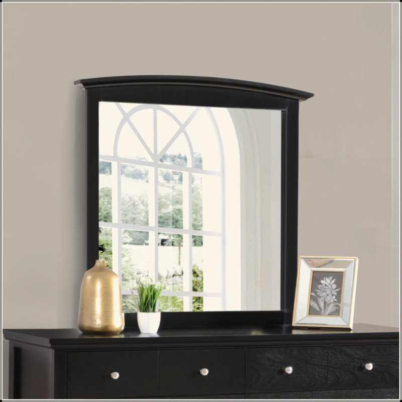 Sleek Black Casual-Style Wall Mirror
